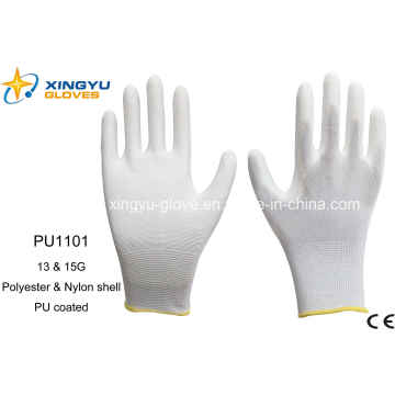 Poliéster Shell PU Coated Safety Work Glove (PU1101)